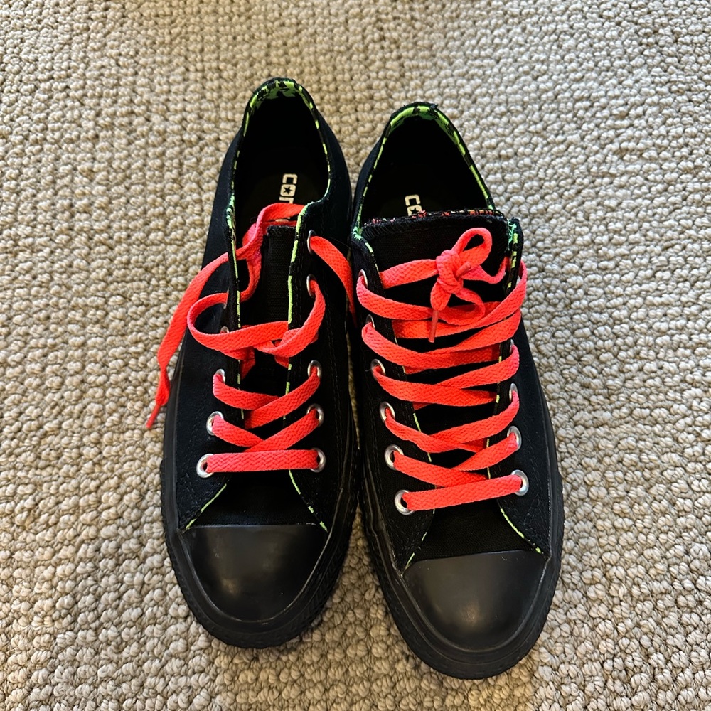 Converse Black and Hot Pink Sneakers
